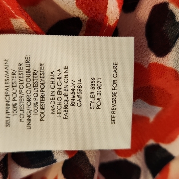 Cabi Flipside Red Floral Ruffle Blouse Size Small Style 5356 - Picture 10 of 11
